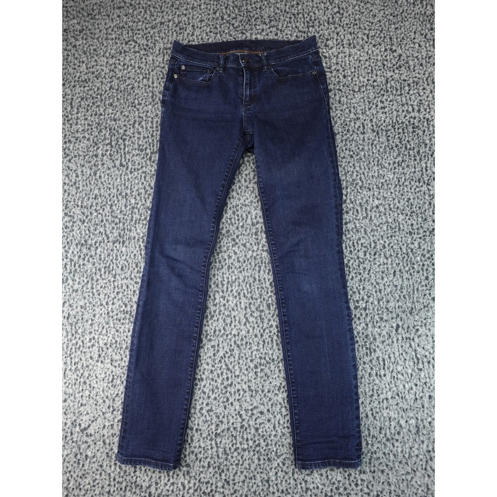 Tory Burch Skinny Jeans Womens 29 Dark Blue‎ Embroidered Logo Back Pockets